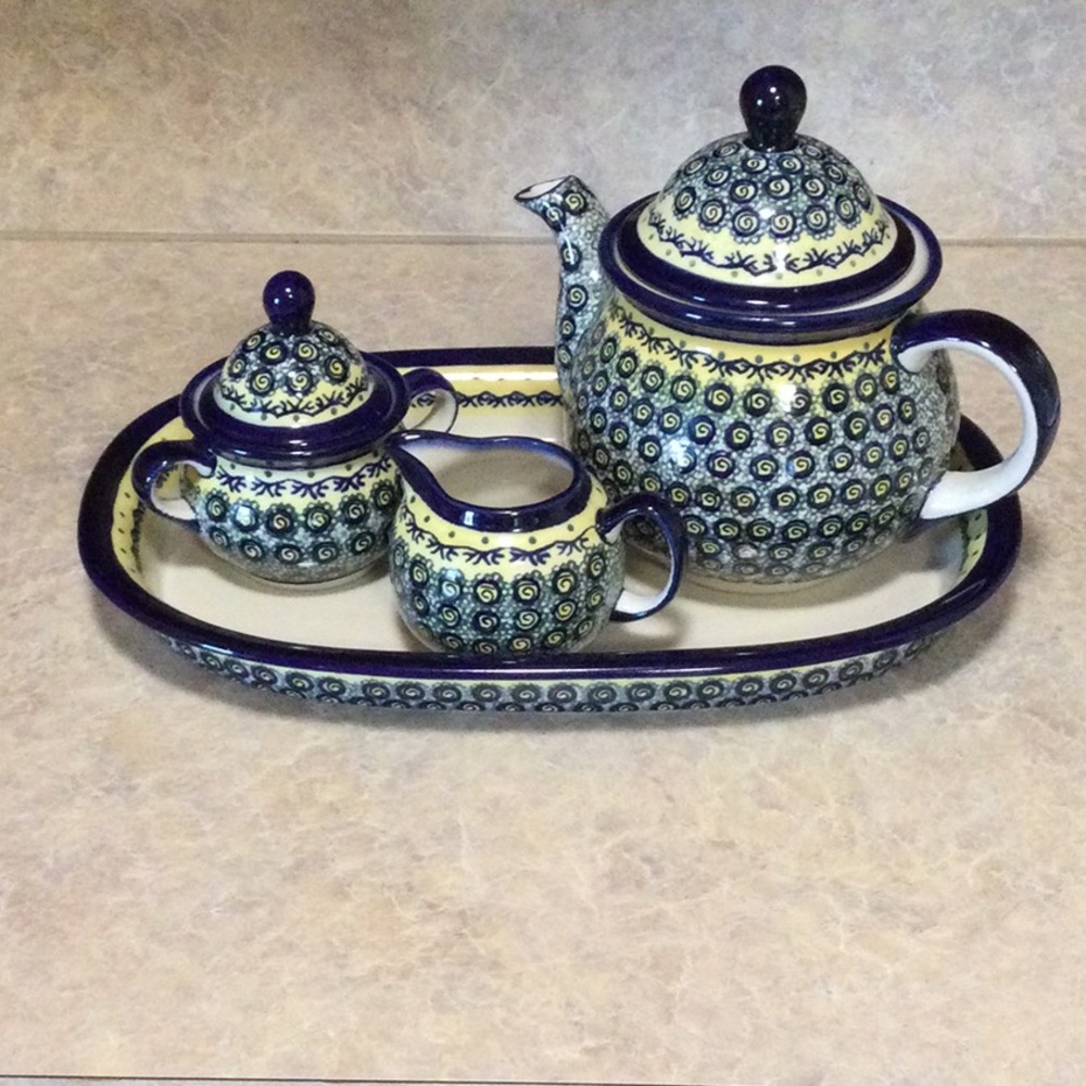 Vintage Boleslawiec Tea Set handmade in Poland - Picture 1 of 8
